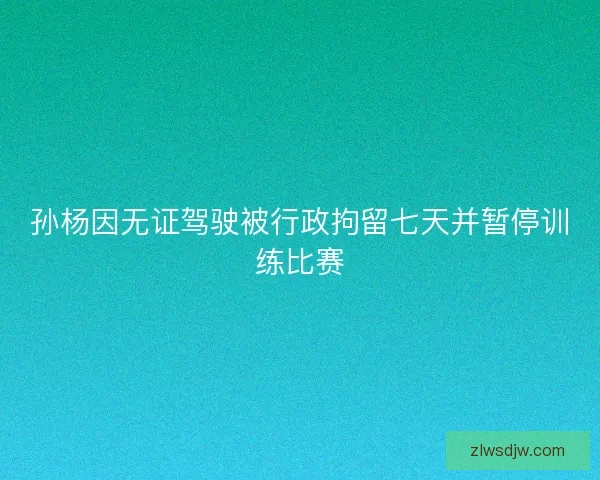 孙杨因无证驾驶被行政拘留七天并暂停训练比赛
